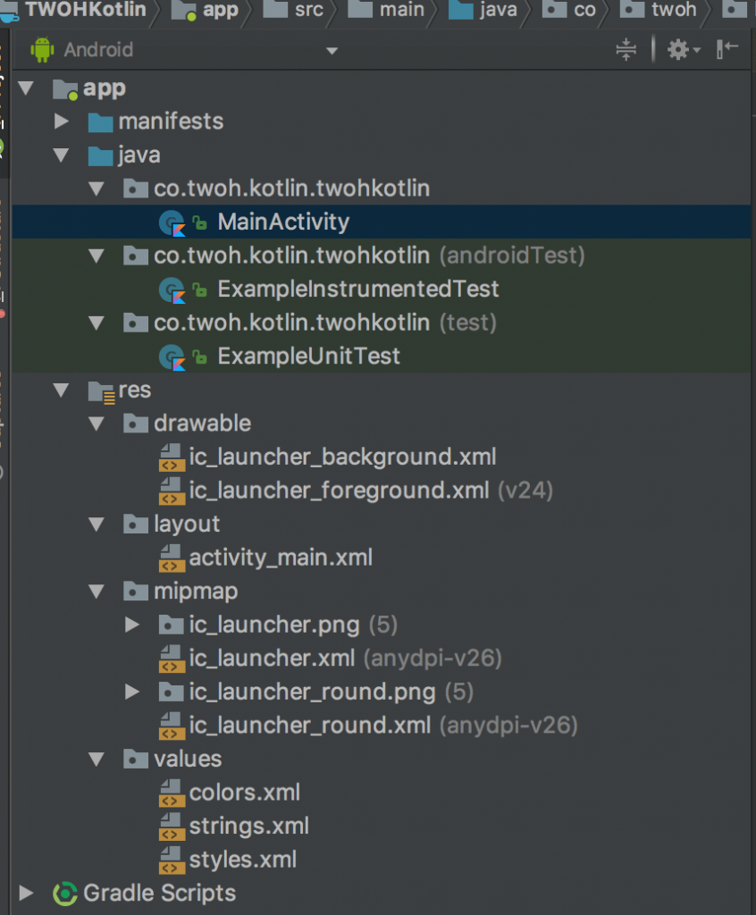Kotlin project structure Android Studio